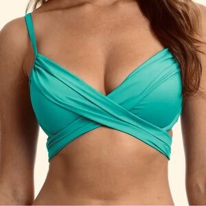 La Blanca Aquamarine Turquoise Goddess Wrap Underwire Push Up bikini top 8 NWT